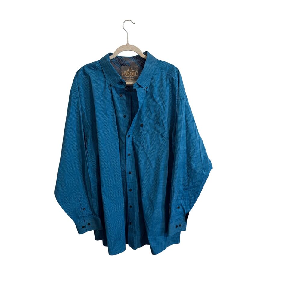 Panhandle Tuf Cooper Long Sleeve Button Down Blue Plaid - Men's Xxl